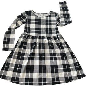 The Children's Place Black and White Checkered Girls Christmas Dress S 5-6